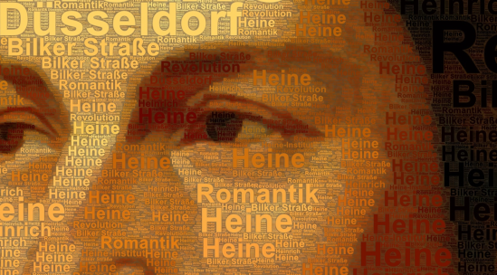 Heinrich Heine Collage - das Bild setzt sich komplett aus farbigen Worten zusammen